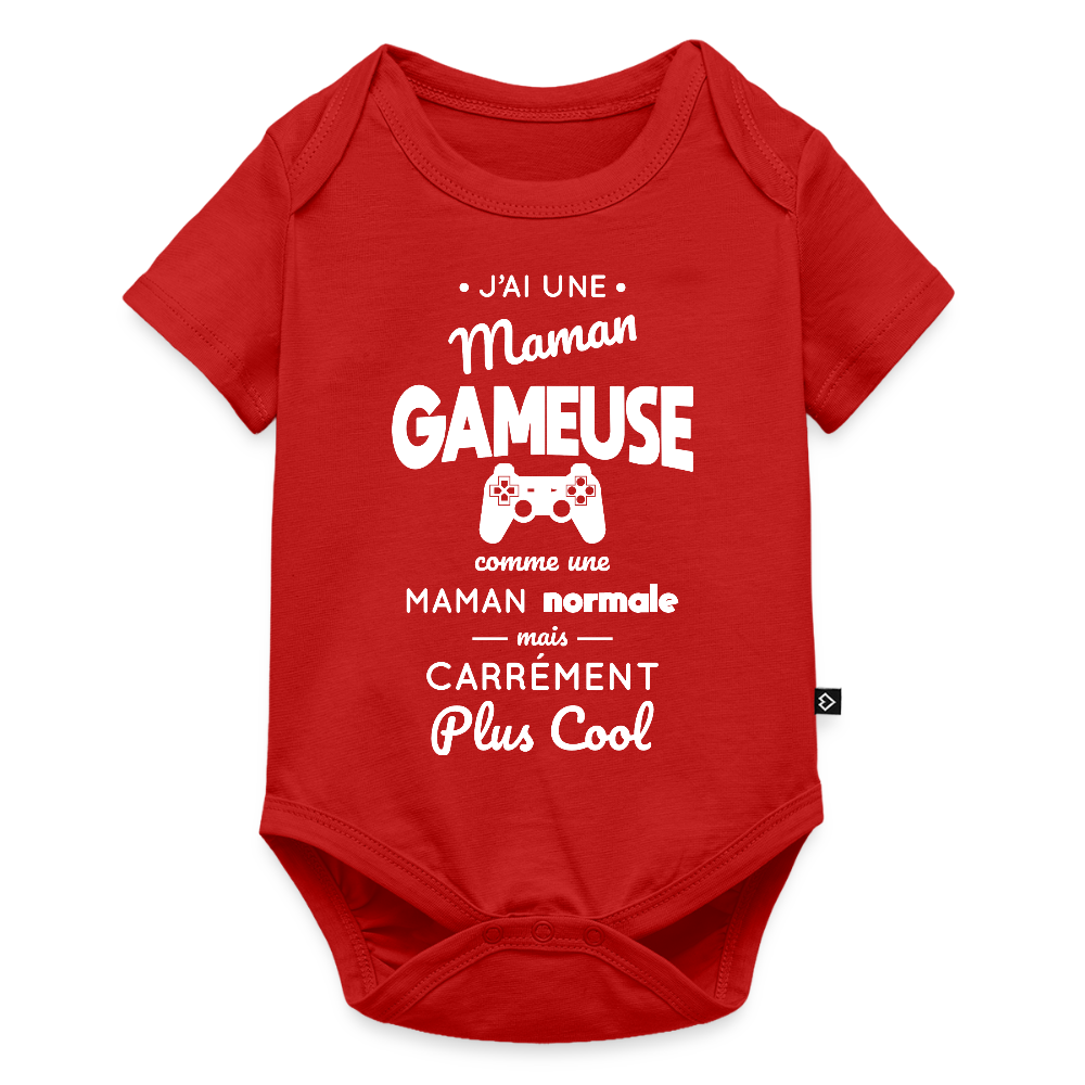 Body Bébé bio manches courtes - J'ai une maman gameuse - rouge
