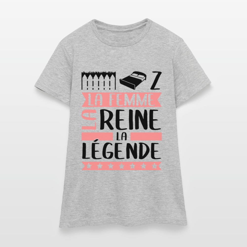 T-shirt femme coloris clair Elise rébus – La femme, la reine, la légende - gris chiné