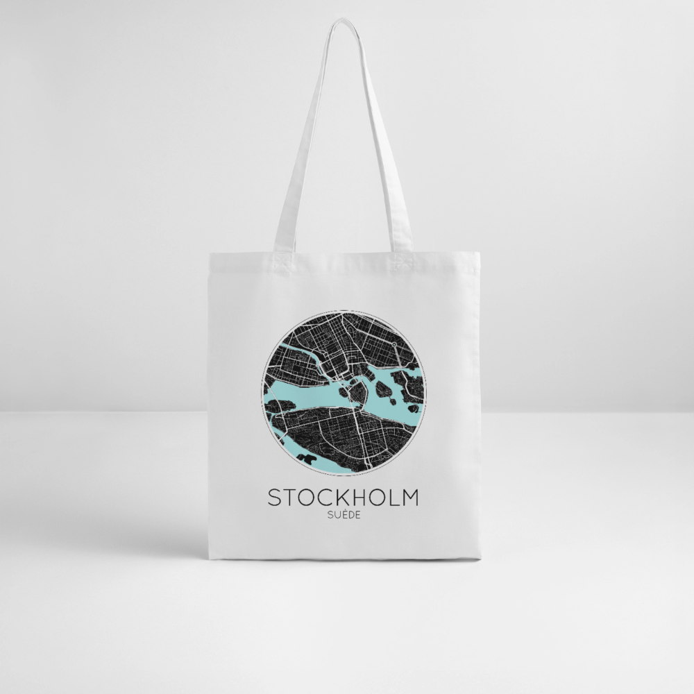 Tote Bag Stockholm Bio Coloris Clair – Plan de Stockholm - blanc