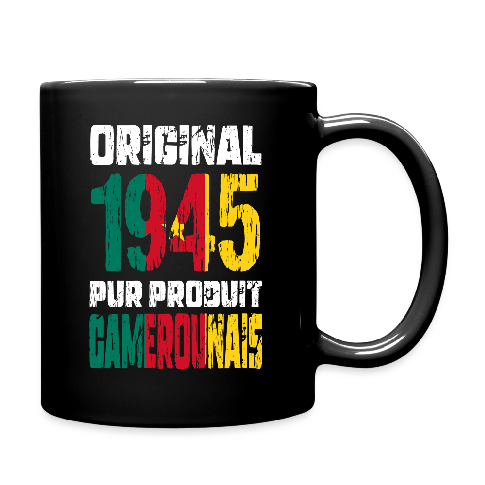 Mug uni - Anniversaire 80 Ans - Original 1945 - Pur produit Camerounais - noir