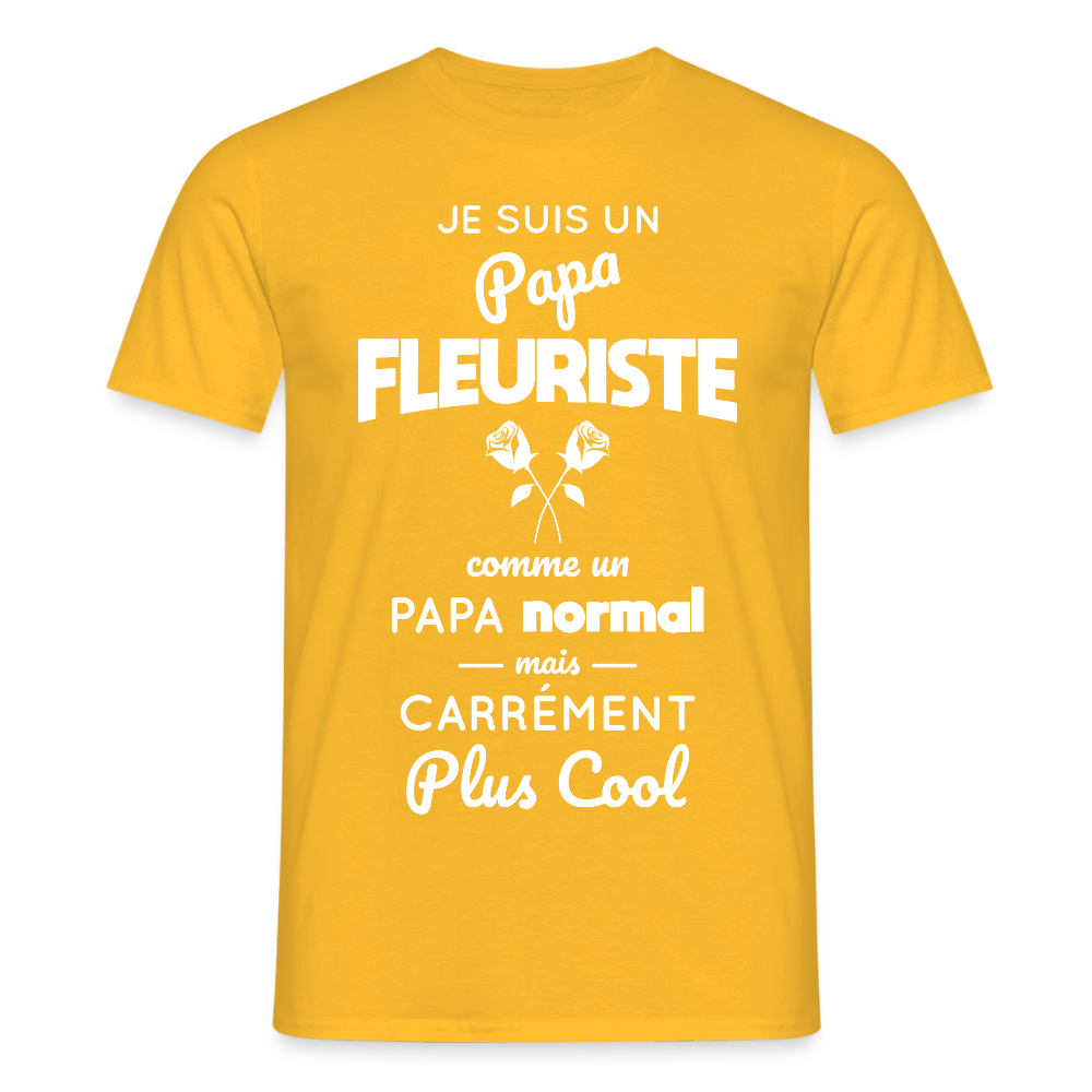 T-shirt Homme - Papa fleuriste plus cool - jaune