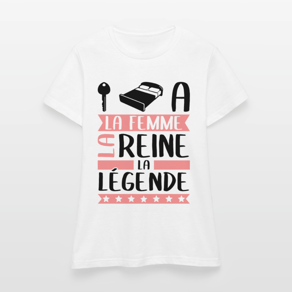 T-shirt femme coloris clair Clélia en rébus – La femme, la reine, la légende - blanc