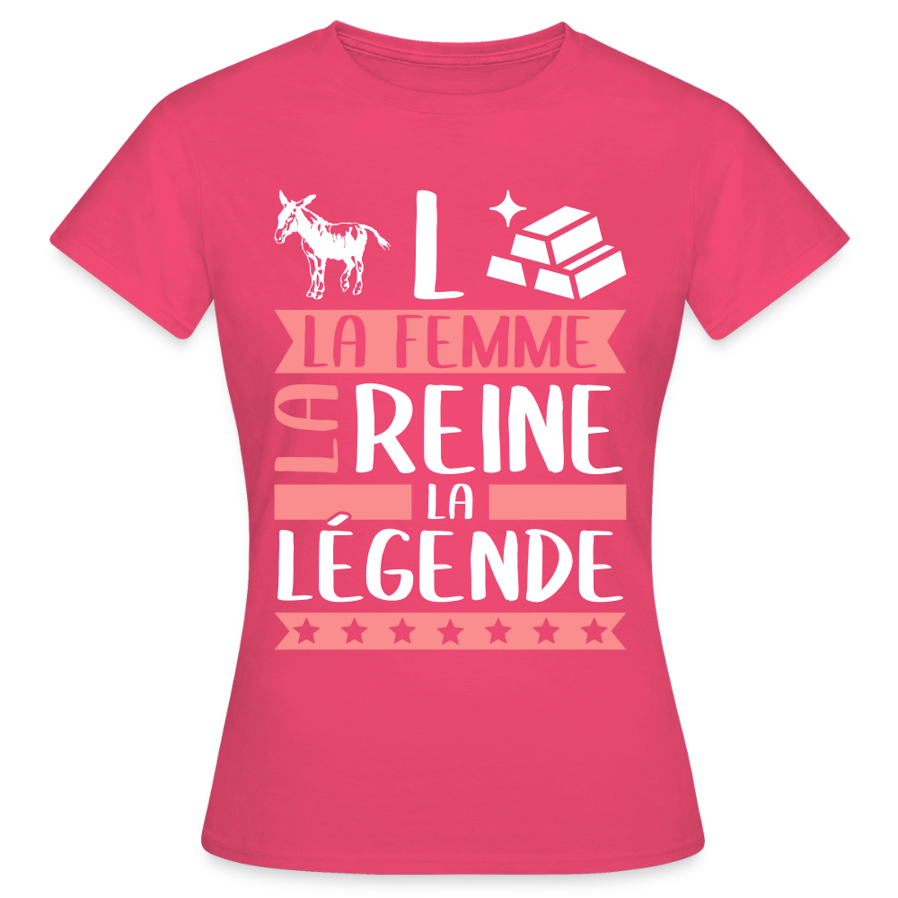 T-shirt femme Anne-Laure rébus – La femme, la reine, la légende - rose azalée