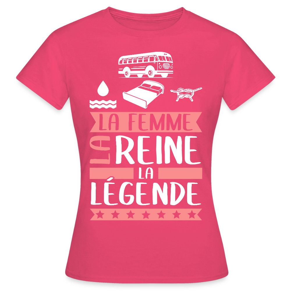 T-shirt femme Caroline rébus – La femme, la reine, la légende - rose azalée