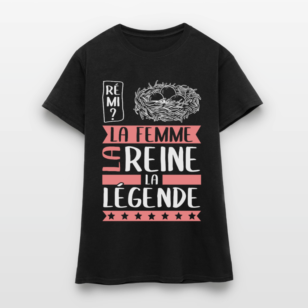 T-shirt femme Fanny rébus – La femme, la reine, la légende - noir