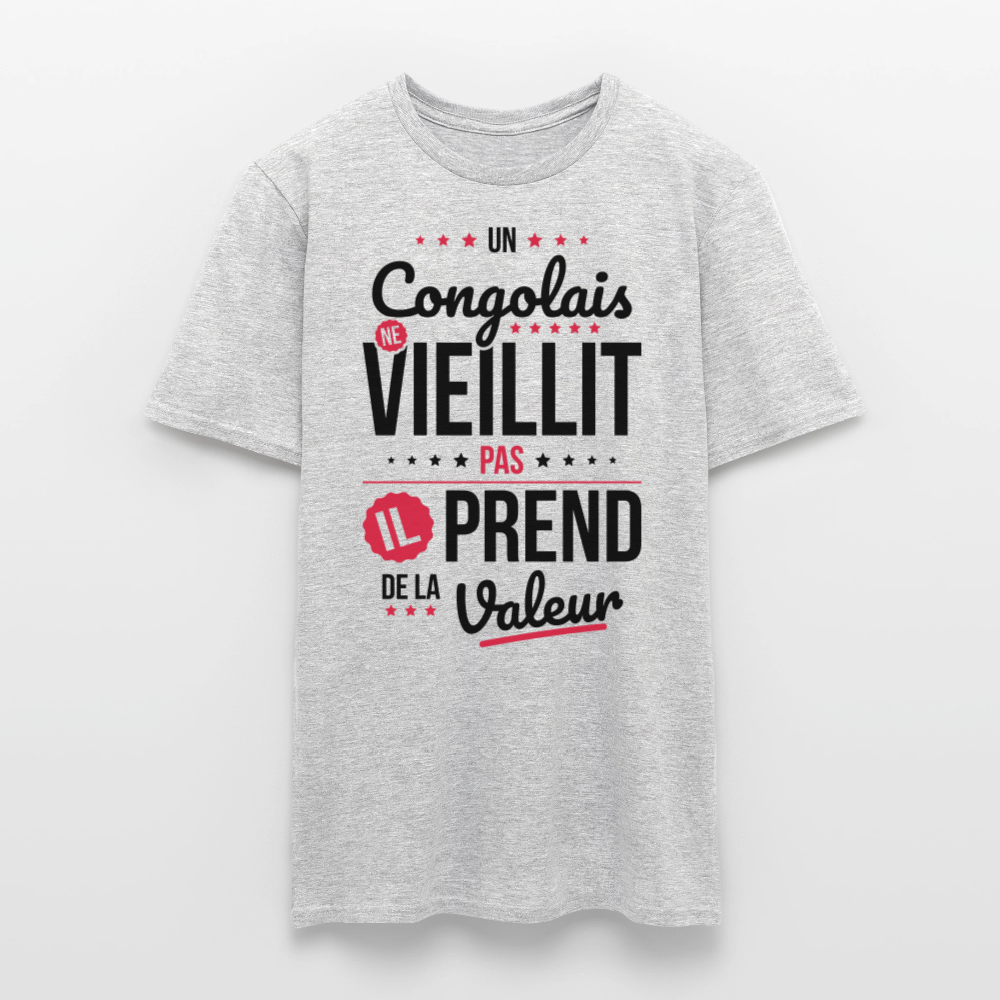 T-shirt Homme - Un Congolais ne vieillit pas - gris chiné