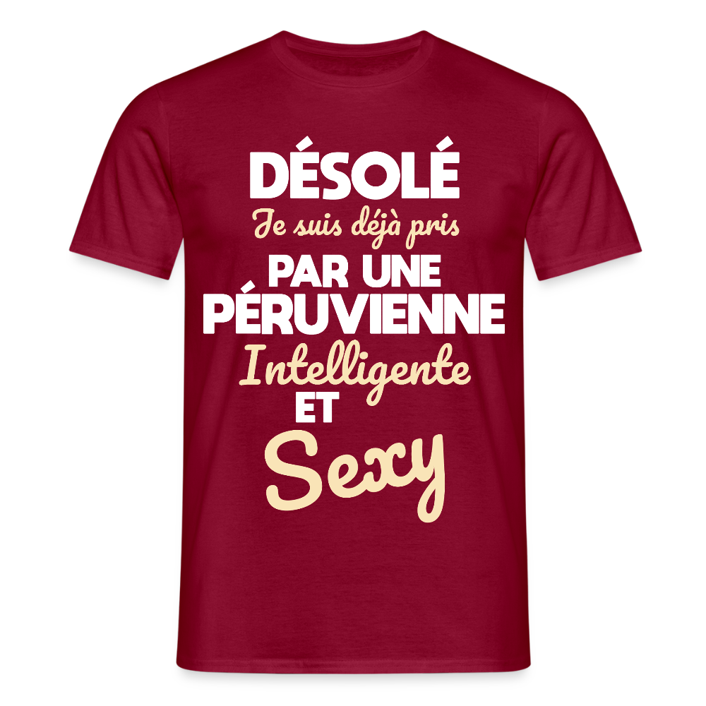 T-shirt Homme -  Je suis déjà pris par une Péruvienne intelligente et sexy - rouge brique