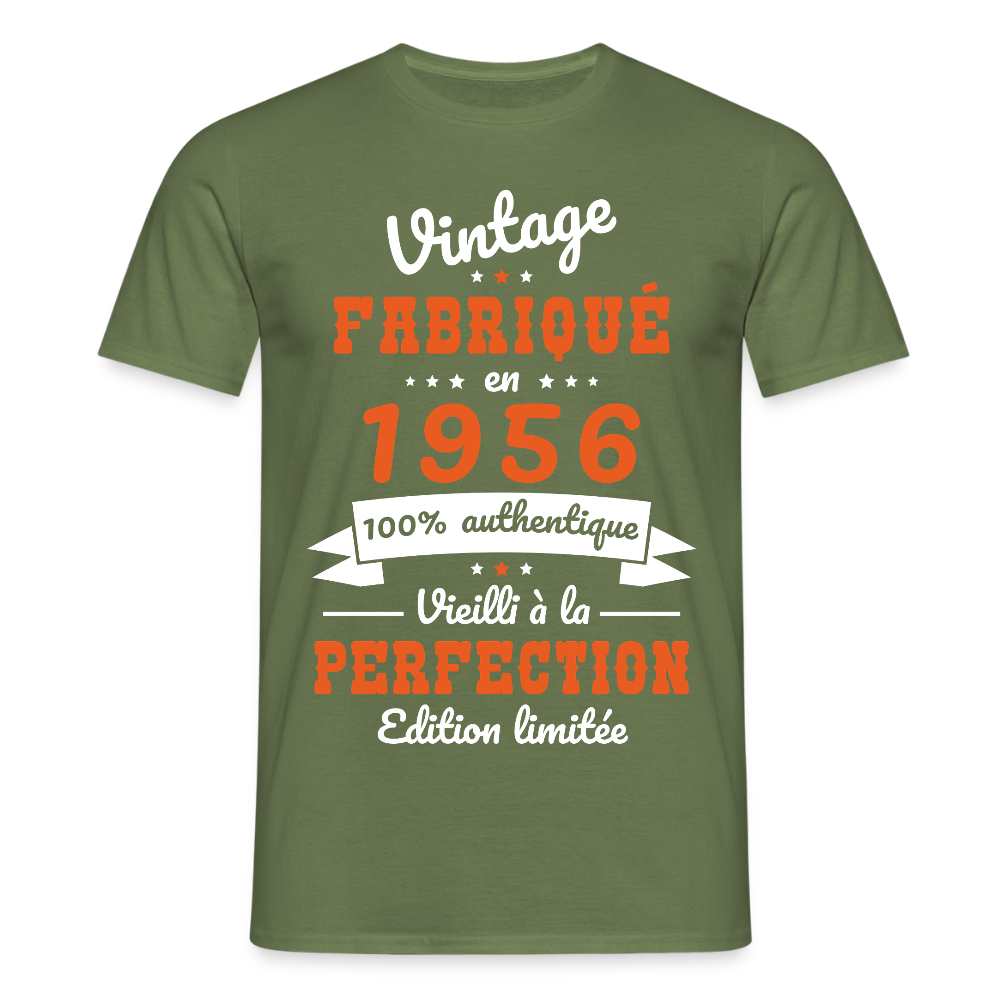 T-shirt anniversaire homme 70 ans – Vintage 1956 - vert militaire