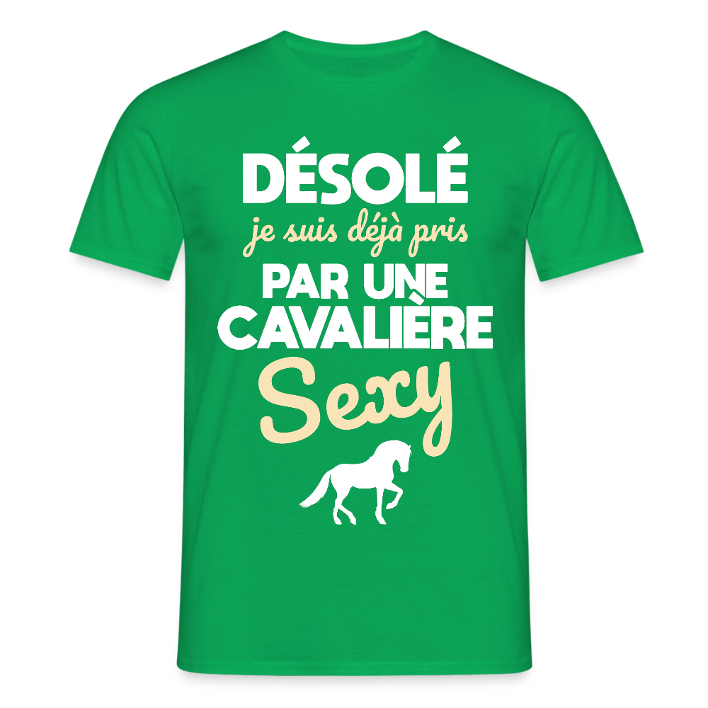 T-shirt Homme - Je suis déjà pris par une cavalière sexy - vert