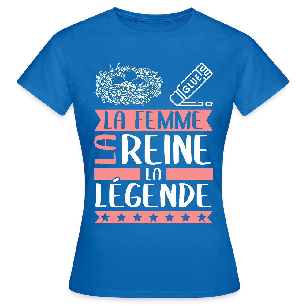 T-shirt femme Nicole rébus – La femme, la reine, la légende - bleu royal