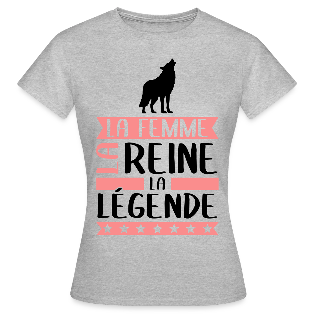 T-shirt femme coloris clair Lou rébus – La femme, la reine, la légende - gris chiné