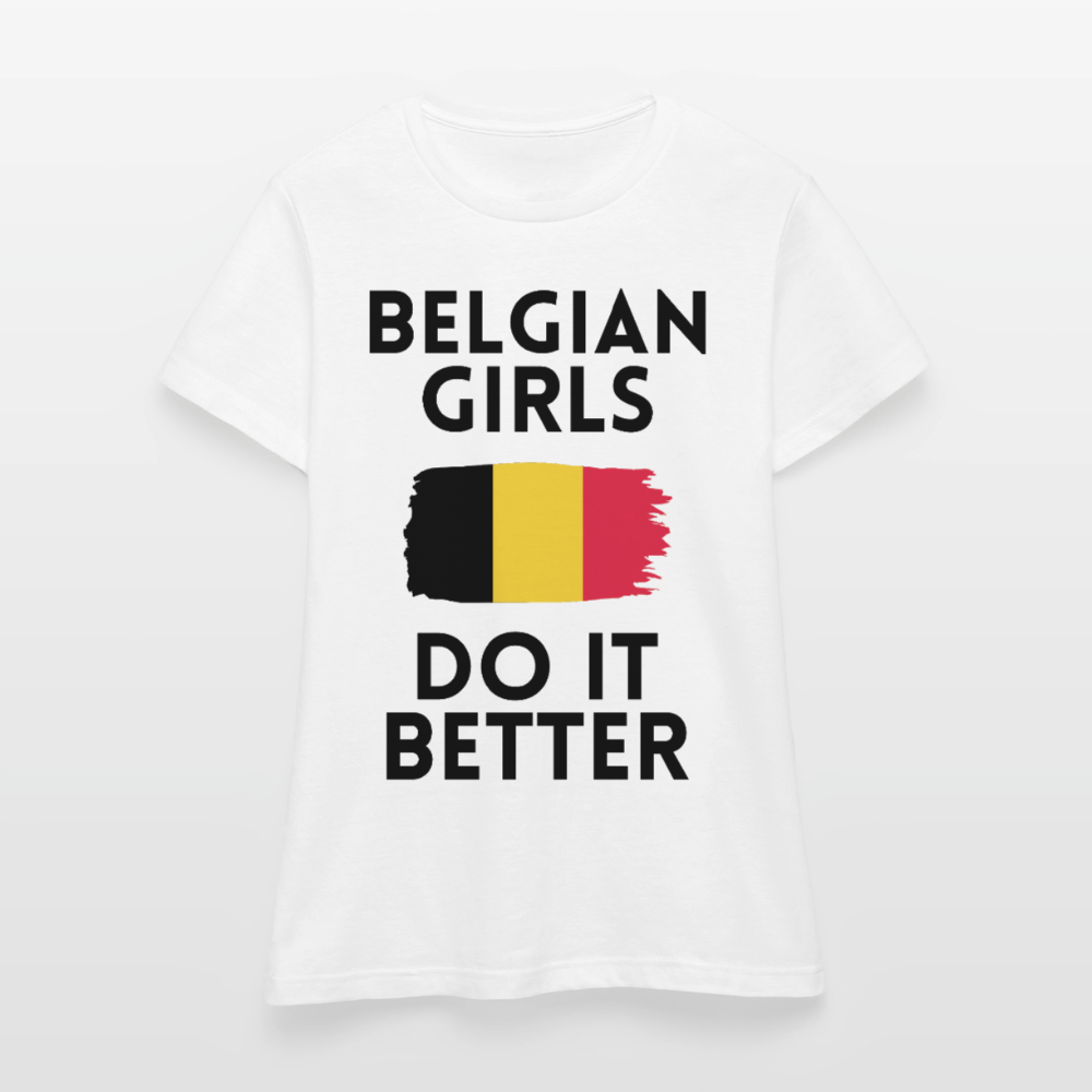 T-shirt femme coloris clair - Belgian Girls Do It Better - blanc
