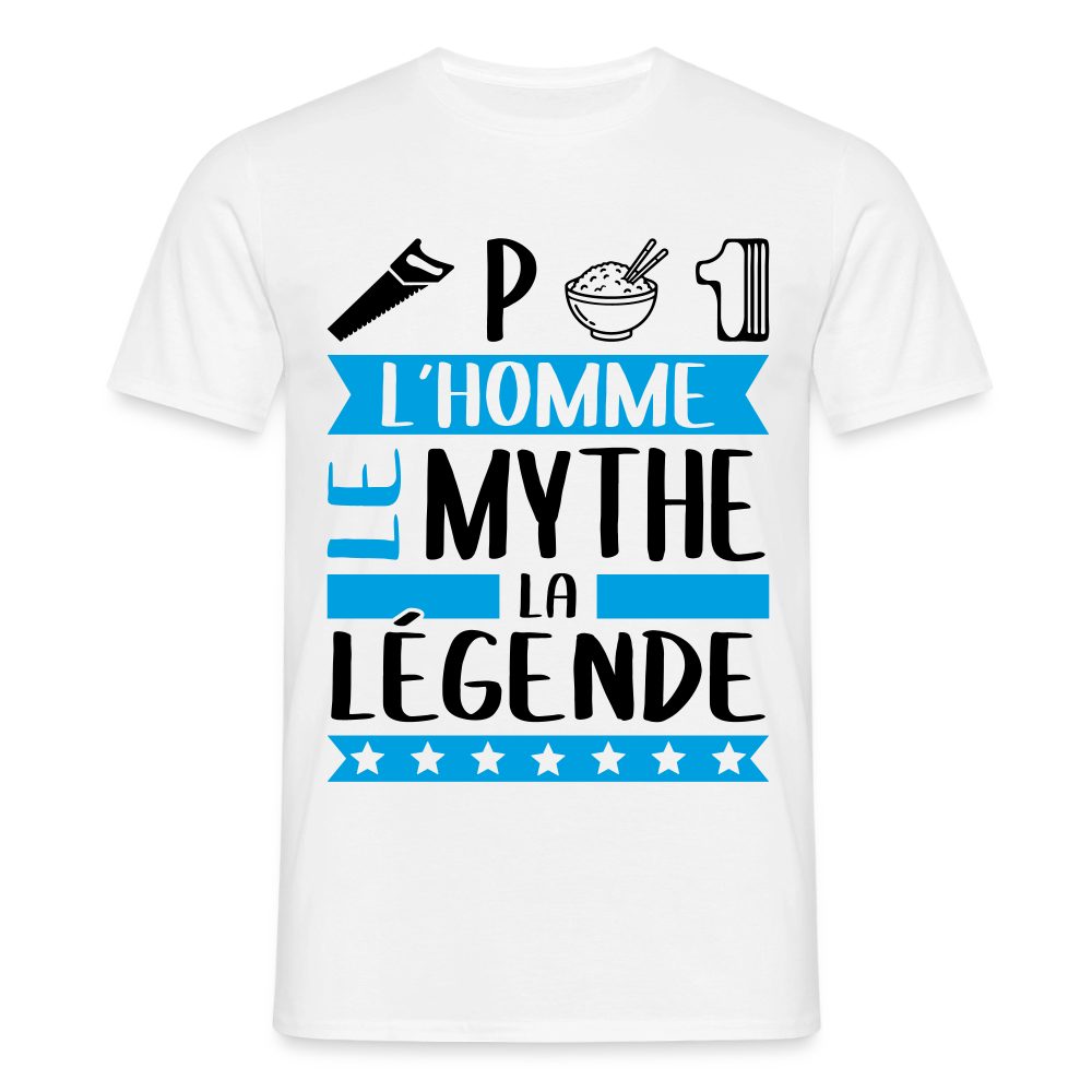 T-shirt homme coloris clair Cyprien rébus – L’homme, le mythe, la légende - blanc