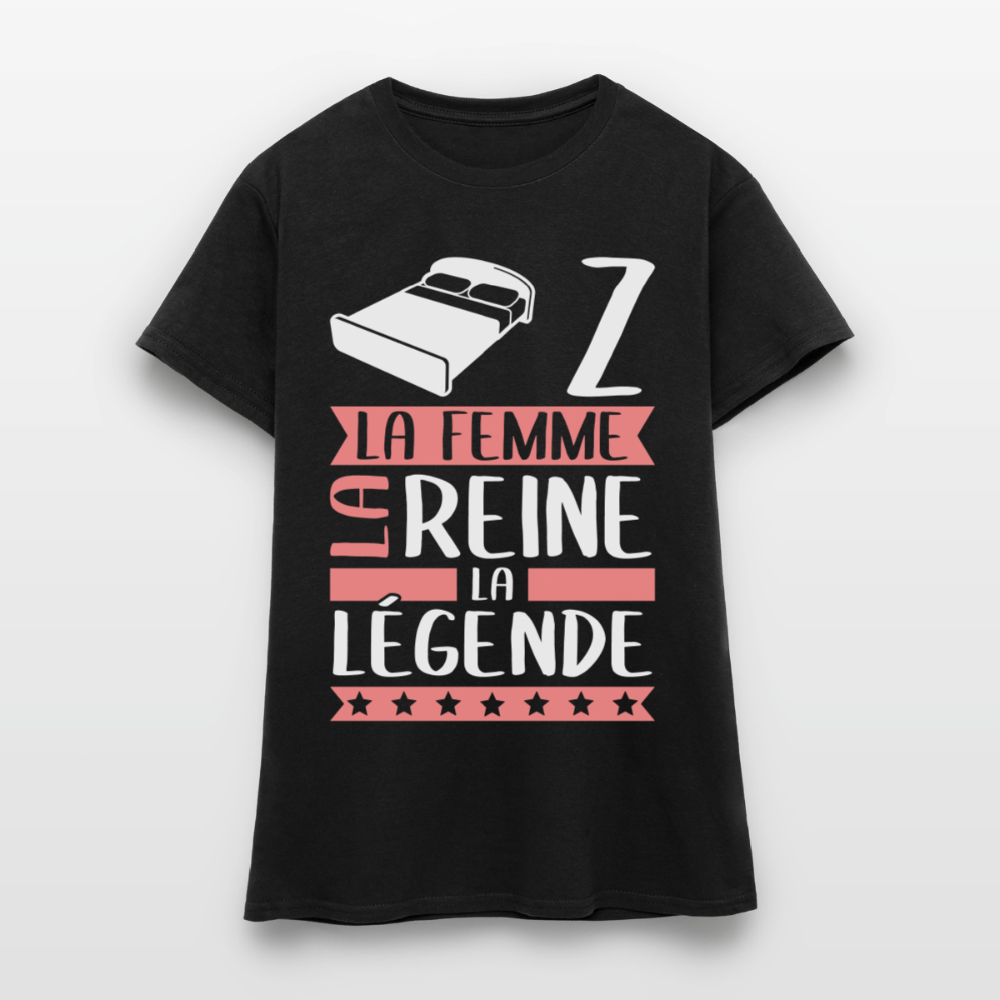 T-shirt femme Lise rébus – La femme, la reine, la légende - noir