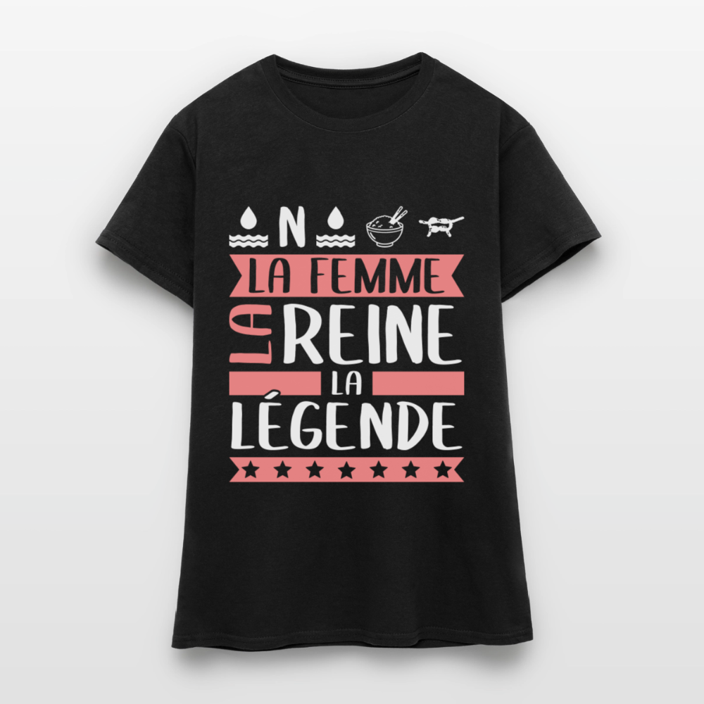 T-shirt femme Honorine rébus – La femme, la reine, la légende - noir