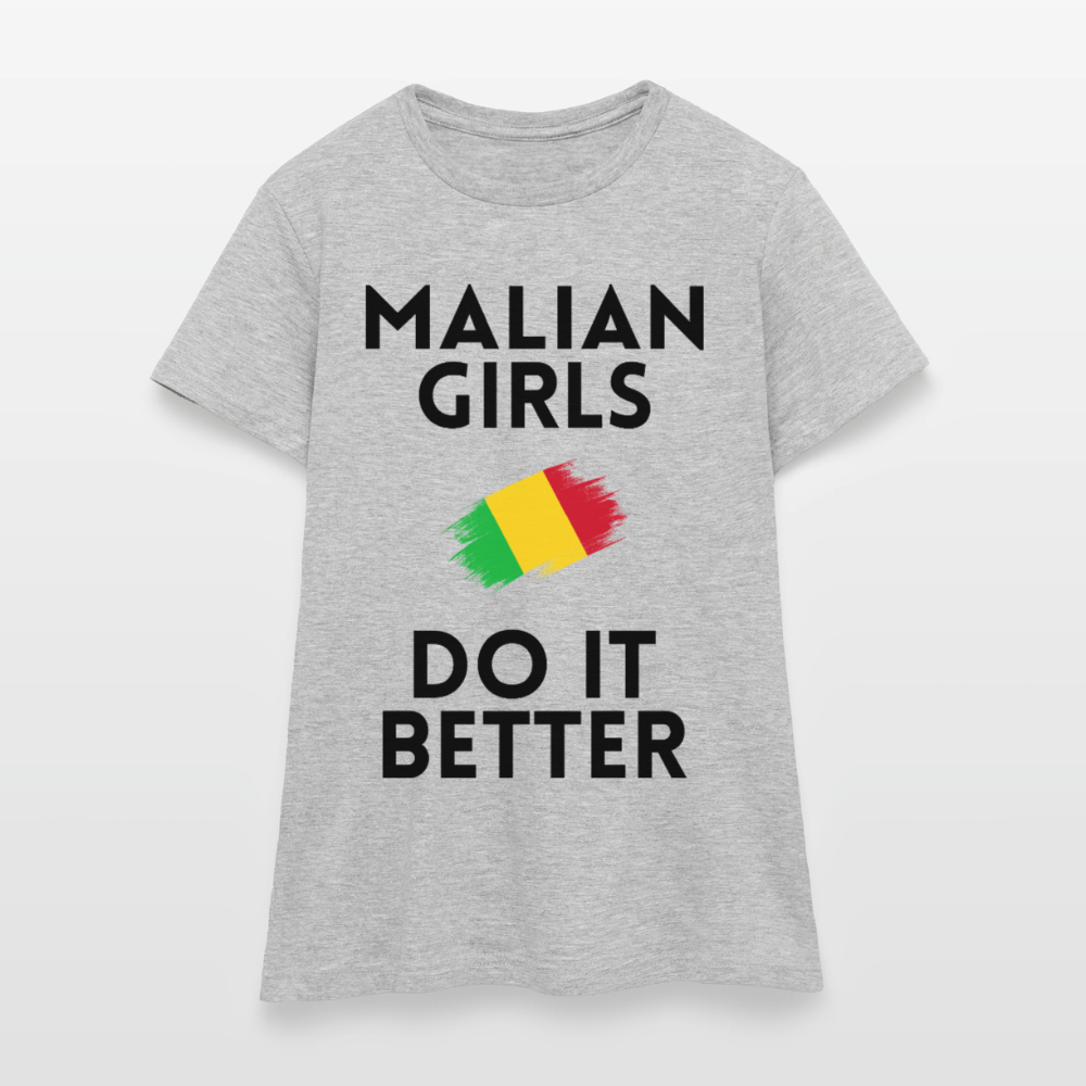 T-shirt femme coloris clair - Malian Girls Do It Better - gris chiné