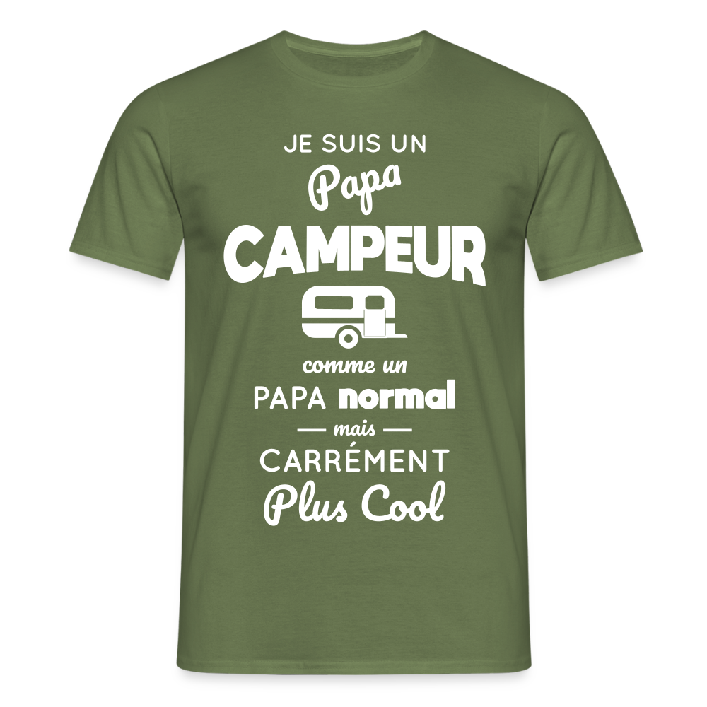 T-shirt Homme - Papa campeur plus cool - vert militaire