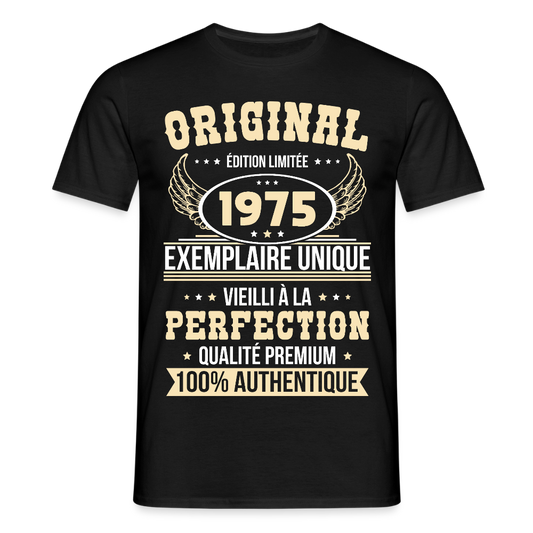 T-shirt Homme - Anniversaire 50 Ans - Original 1975 - noir