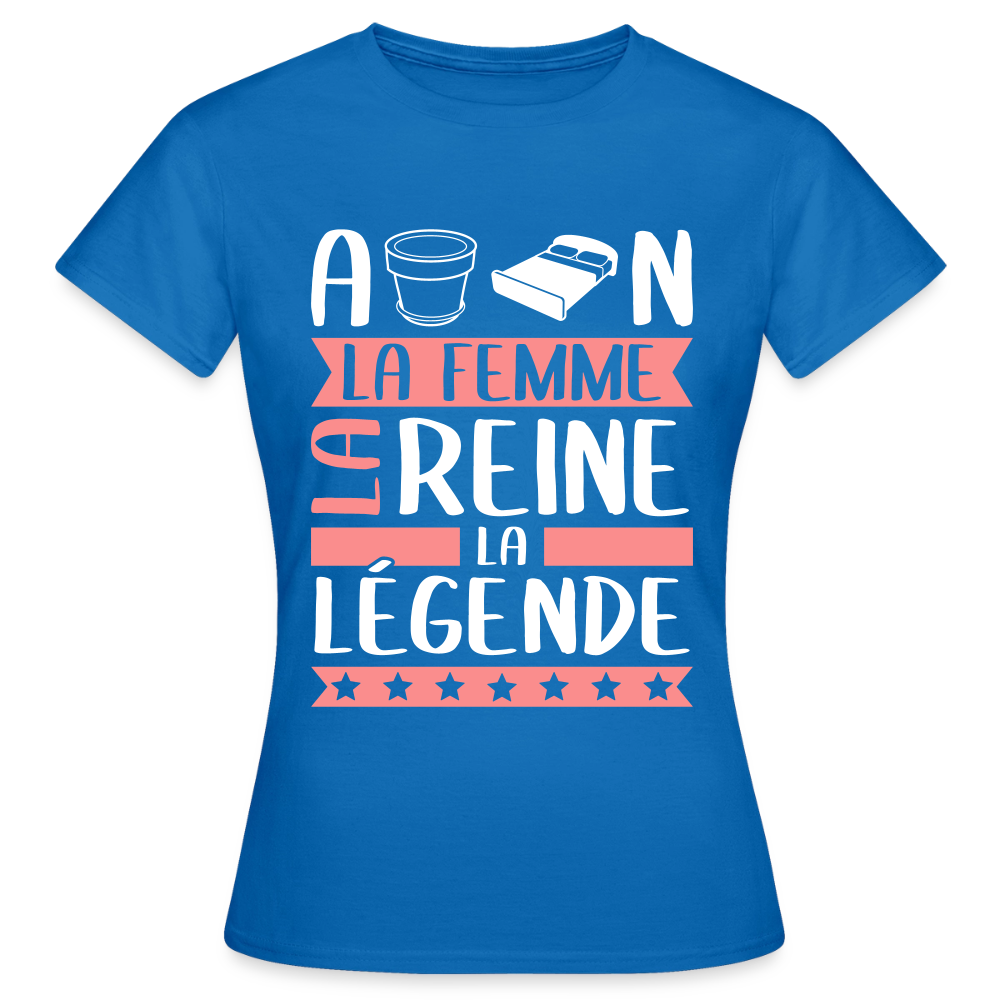 T-shirt femme Apolline rébus – La femme, la reine, la légende - bleu royal