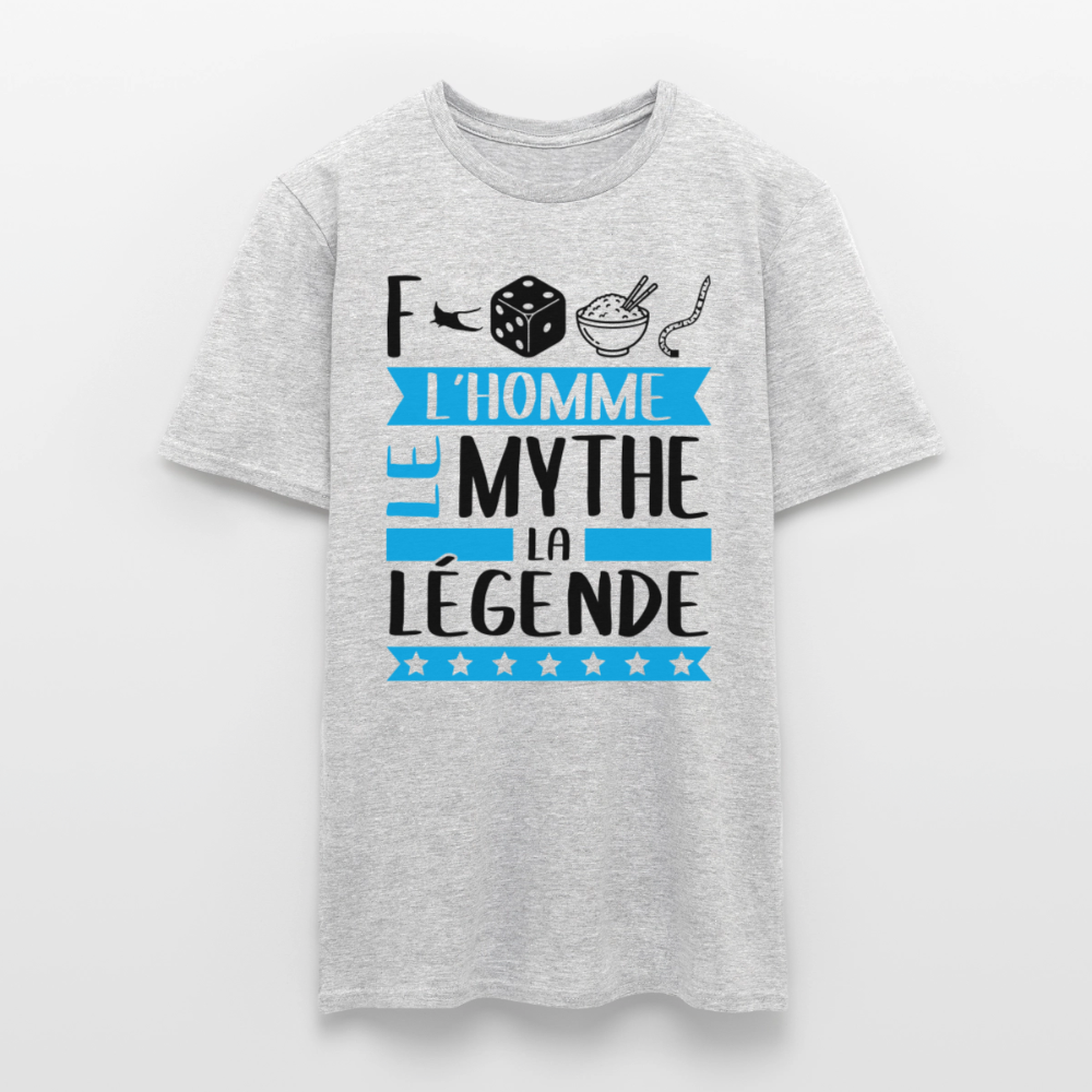 T-shirt homme coloris clair Frédéric en rébus – L’homme, le mythe, la légende - gris chiné