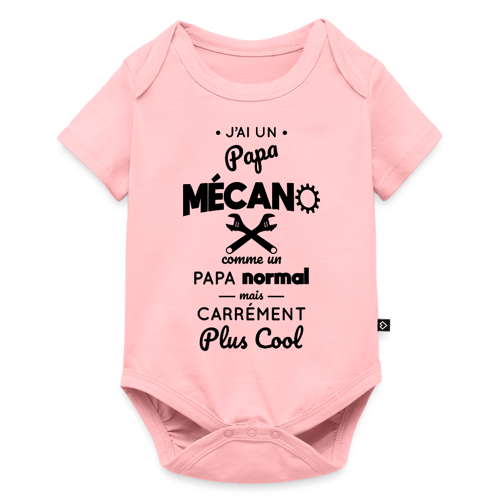 Body Bébé bio manches courtes - J'ai un papa mécano - rose
