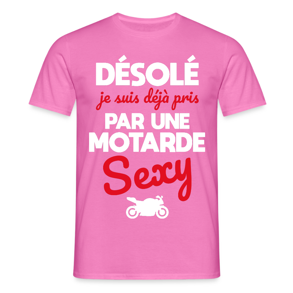 T-shirt Homme - Je suis pris par une motarde sexy - rose