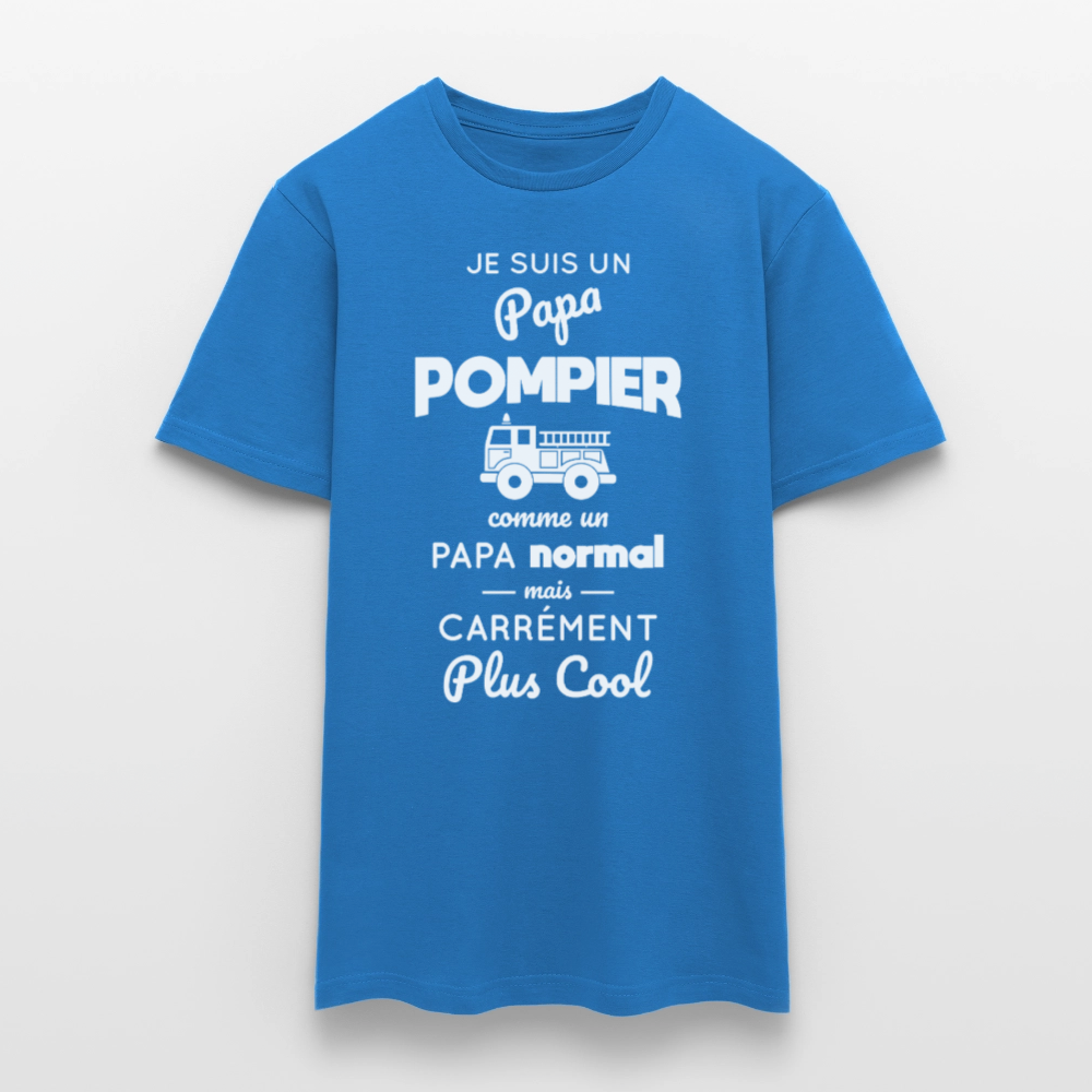 T-shirt Homme - Papa pompier plus cool - bleu royal