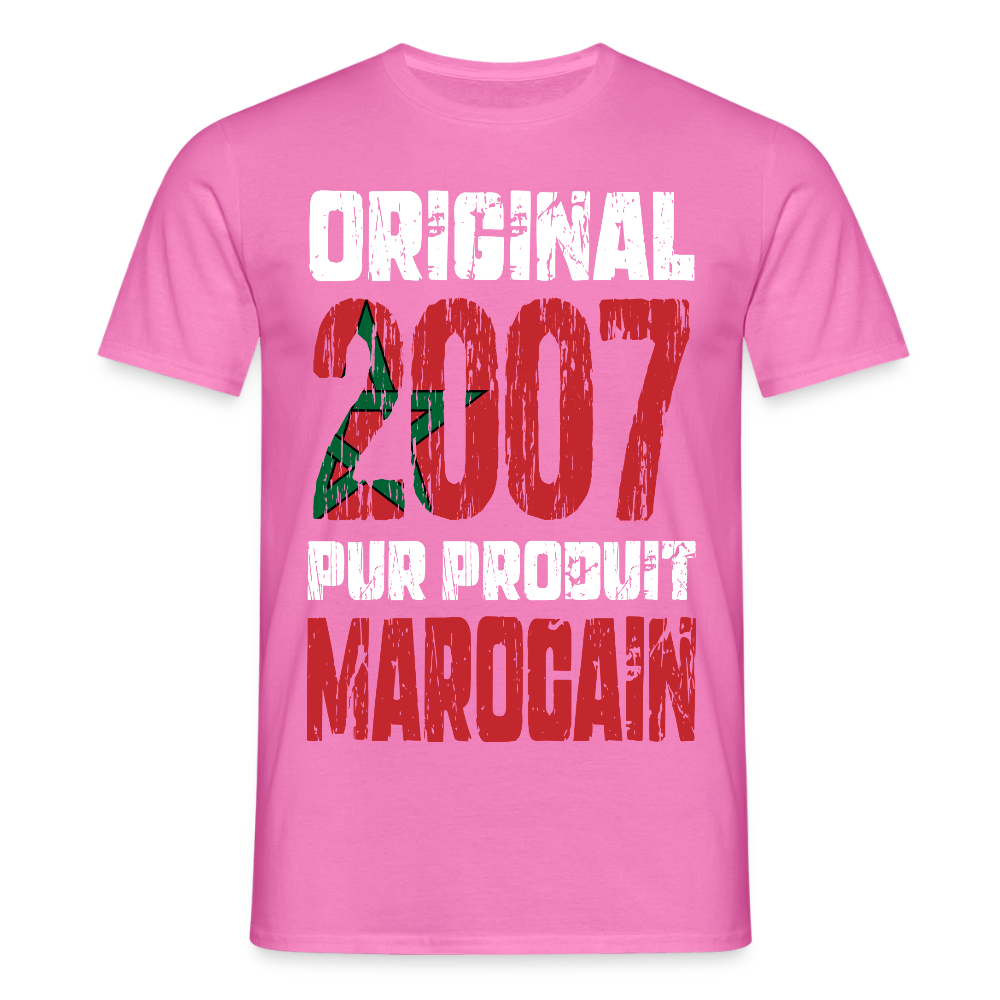 T-shirt Homme - Anniversaire 18 Ans - Original 2007 - Pur produit Marocain - rose