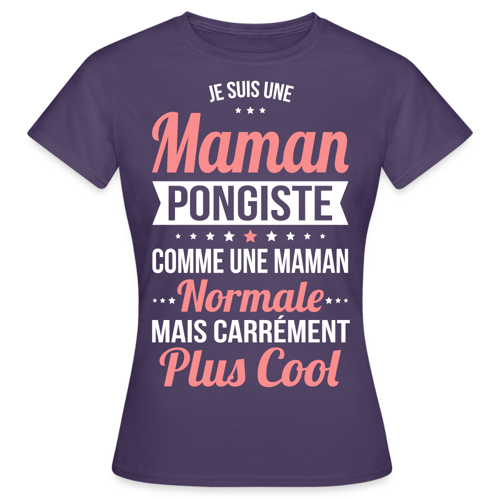 T-shirt Femme - Maman pongiste plus cool - violet foncé