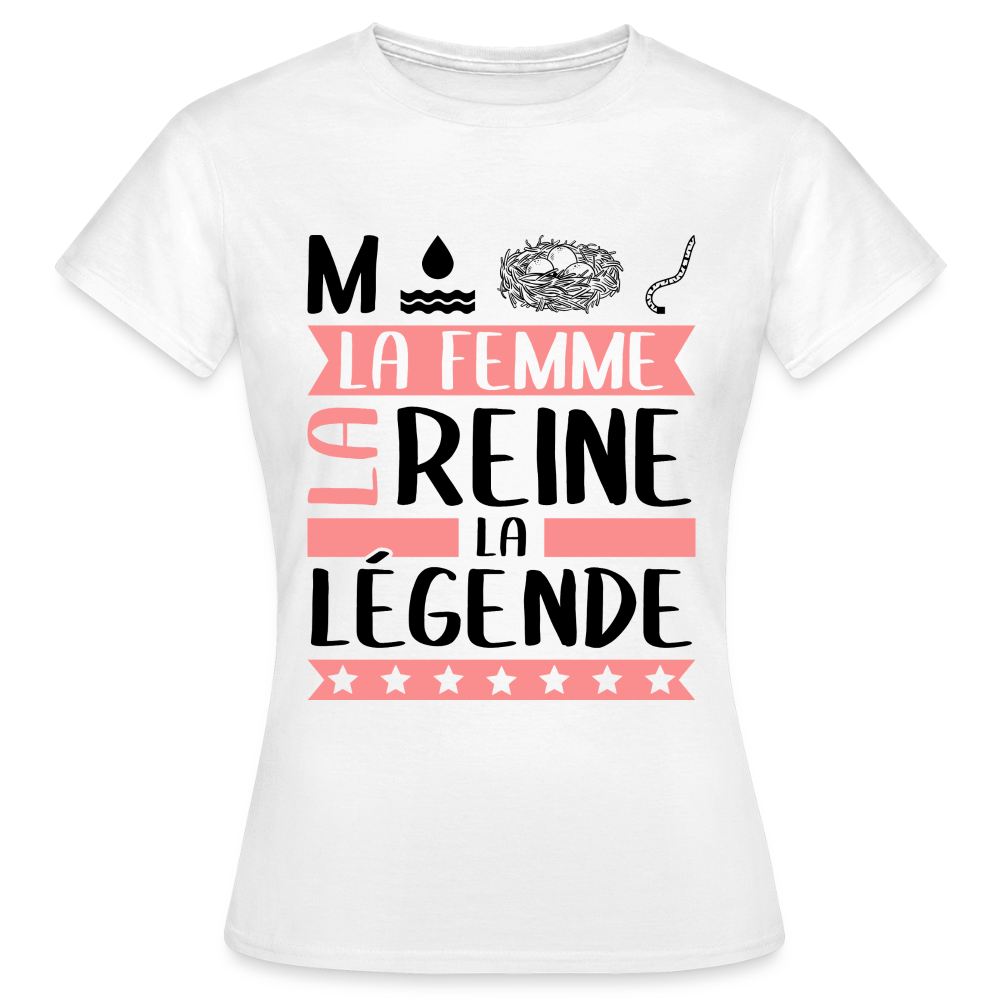 T-shirt femme coloris clair Monique rébus – La femme, la reine, la légende - blanc