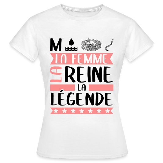 T-shirt femme coloris clair Monique rébus – La femme, la reine, la légende - blanc