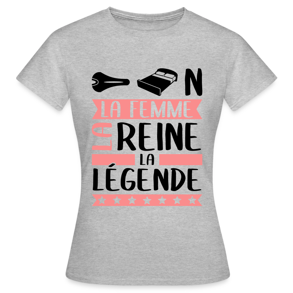 T-shirt femme coloris clair Céline en rébus – La femme, la reine, la légende - gris chiné