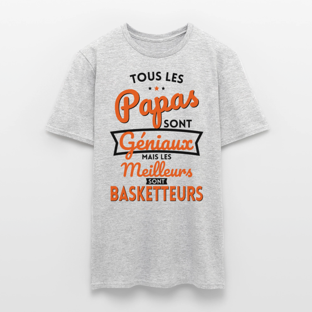 T-shirt Homme - Papas géniaux - Les meilleurs sont basketteurs - gris chiné