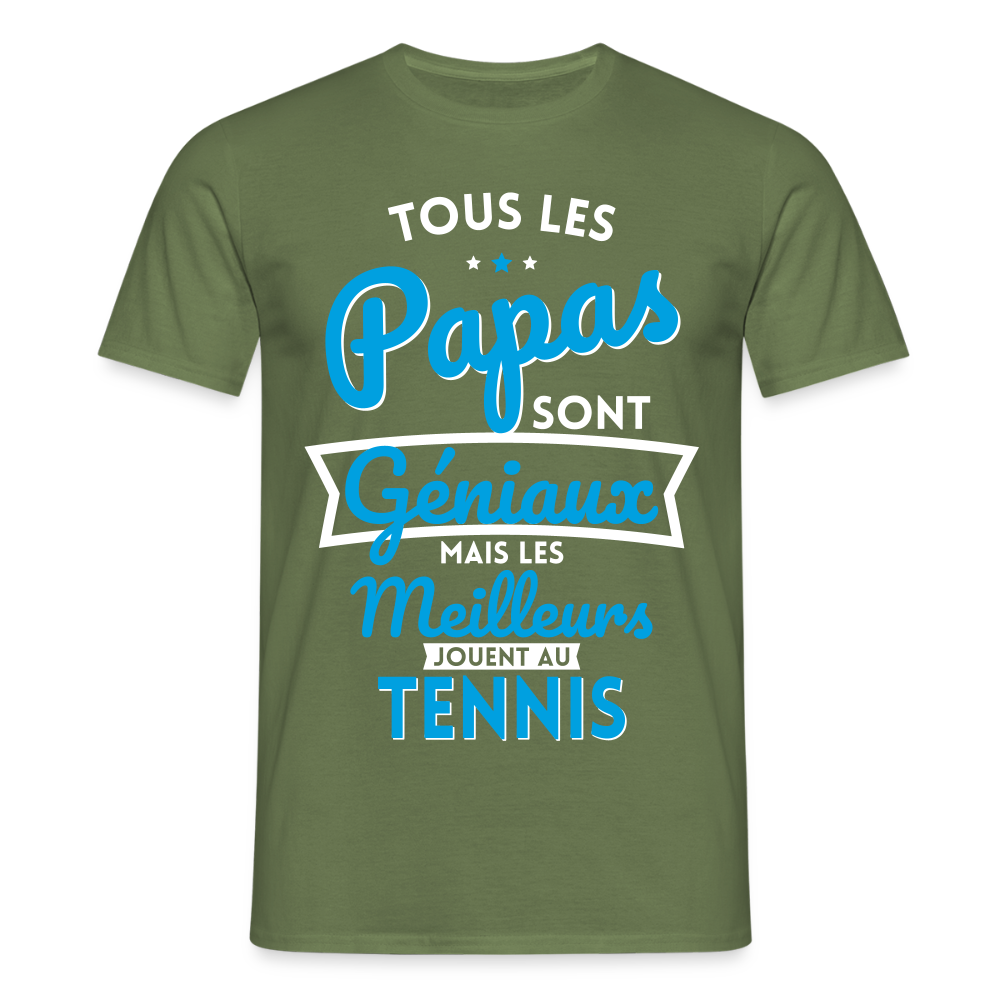 T-shirt Homme - Papas géniaux - Les meilleurs jouent au tennis - vert militaire