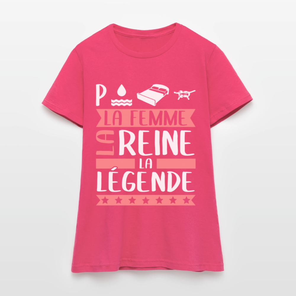 T-shirt femme Pauline rébus – La femme, la reine, la légende - rose azalée