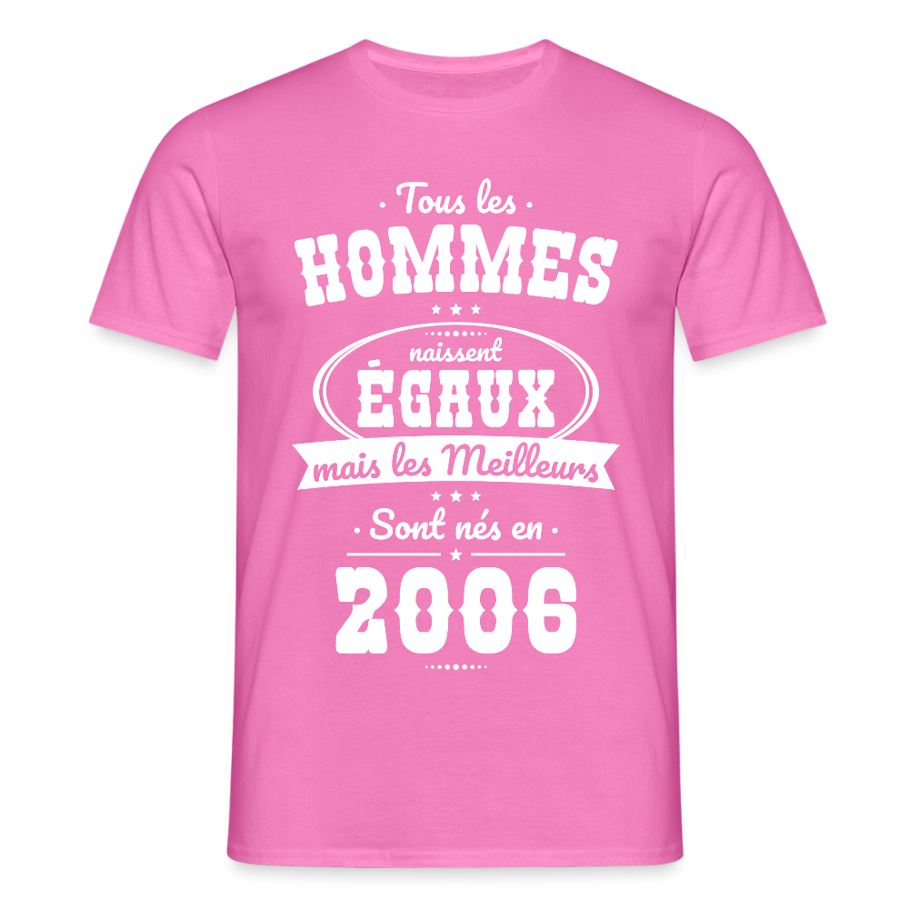 T-shirt anniversaire homme 20 ans – Les meilleurs sont nés en 2006 - rose