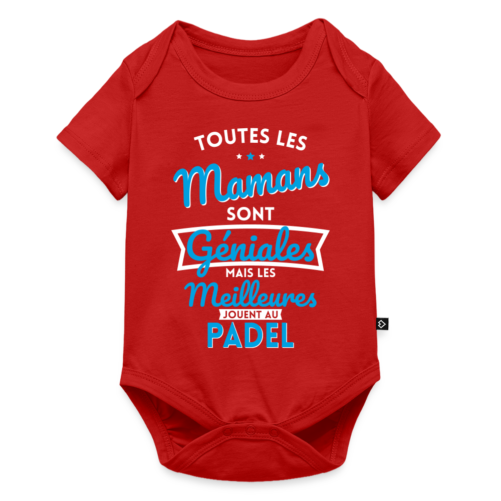 Body Bébé bio manches courtes - Mamans géniales - Les meilleures jouent au padel - rouge