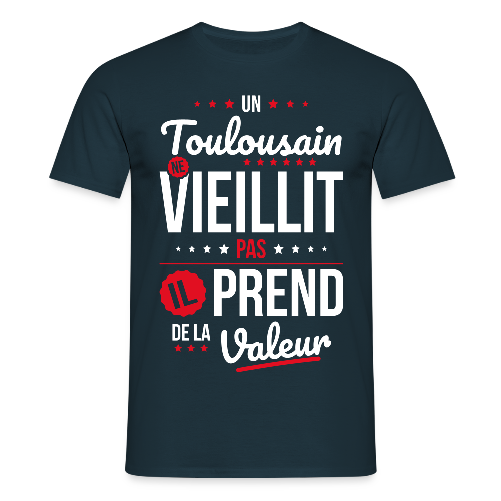 T-shirt Homme - Un Toulousain ne vieillit pas - marine