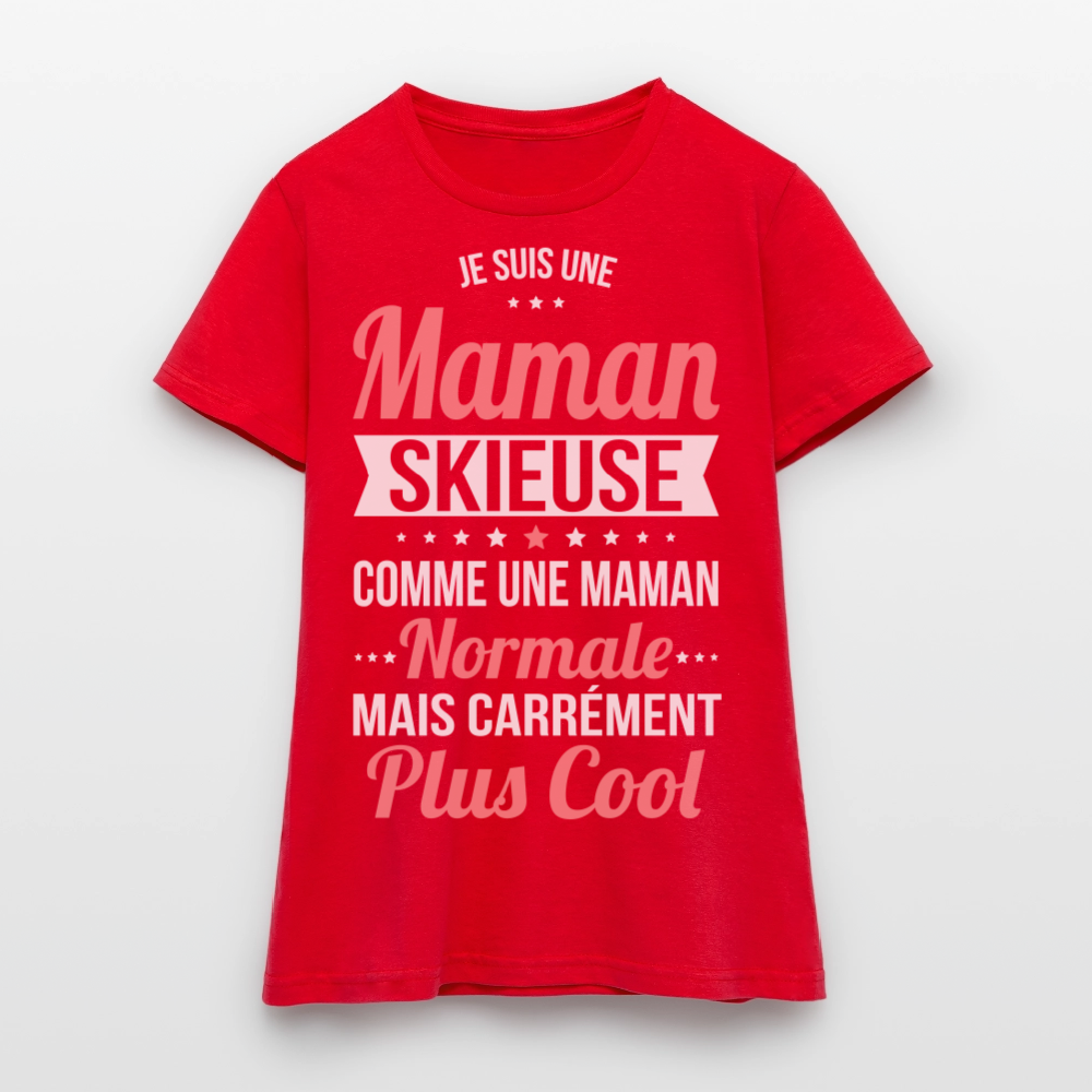 T-shirt Femme - Maman skieuse plus cool - rouge