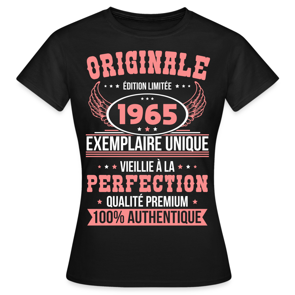 T-shirt Femme - Anniversaire 60 Ans - Originale 1965 - noir