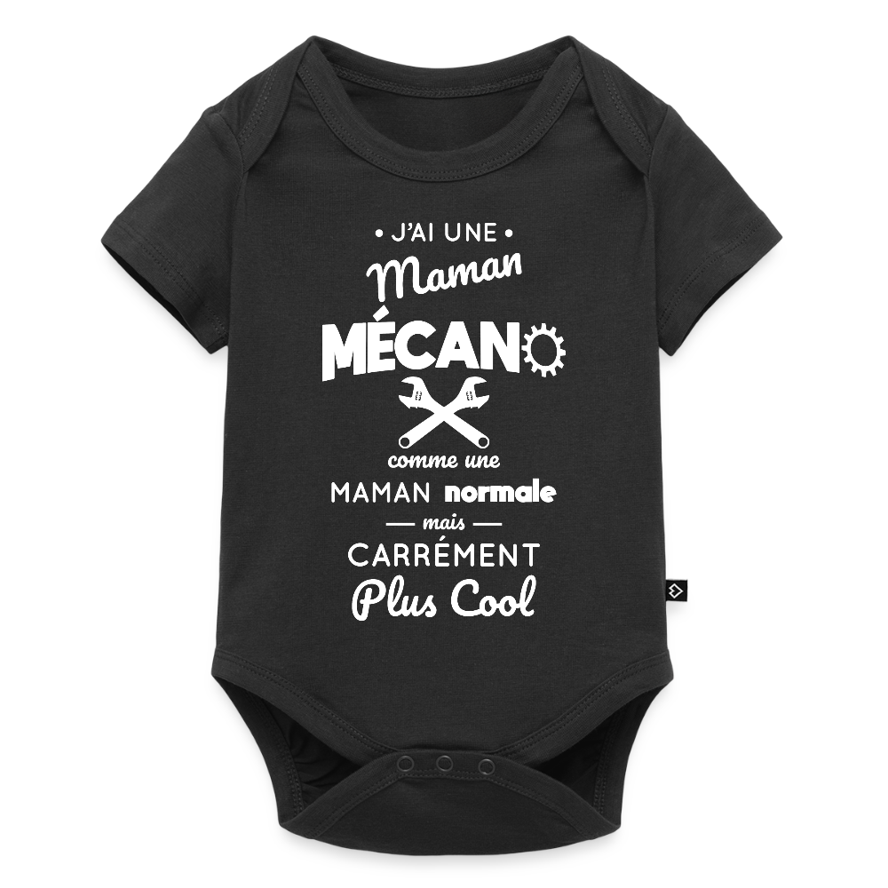 Body Bébé bio manches courtes - J'ai une maman mécano - noir