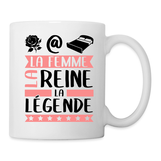 Mug blanc Rosalie rébus – La femme, la reine, la légende - blanc
