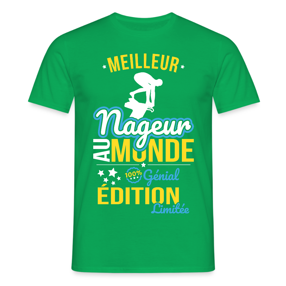 T-shirt Homme - Meilleur Nageur au monde - 100% génial - vert