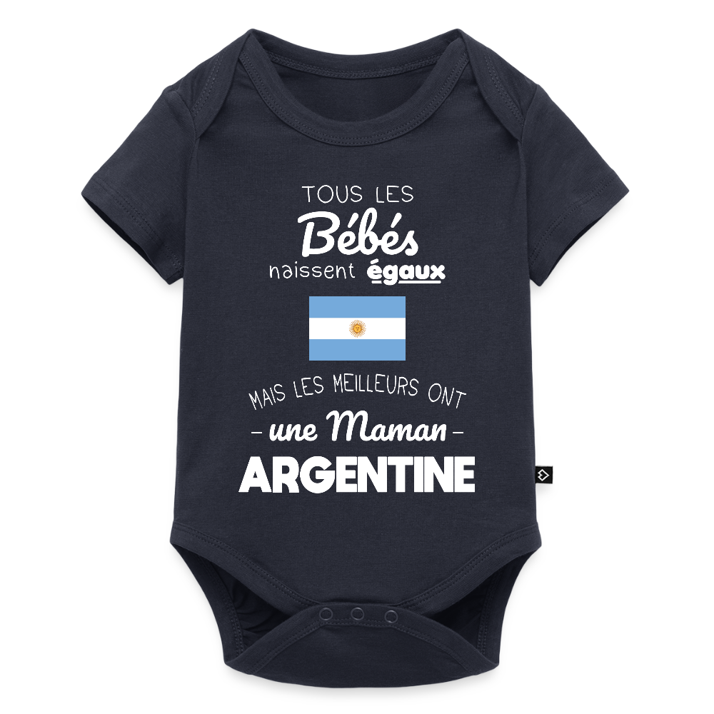 Body Bébé bio manches courtes - Les Meilleurs Ont Une Maman Argentine - bleu marine