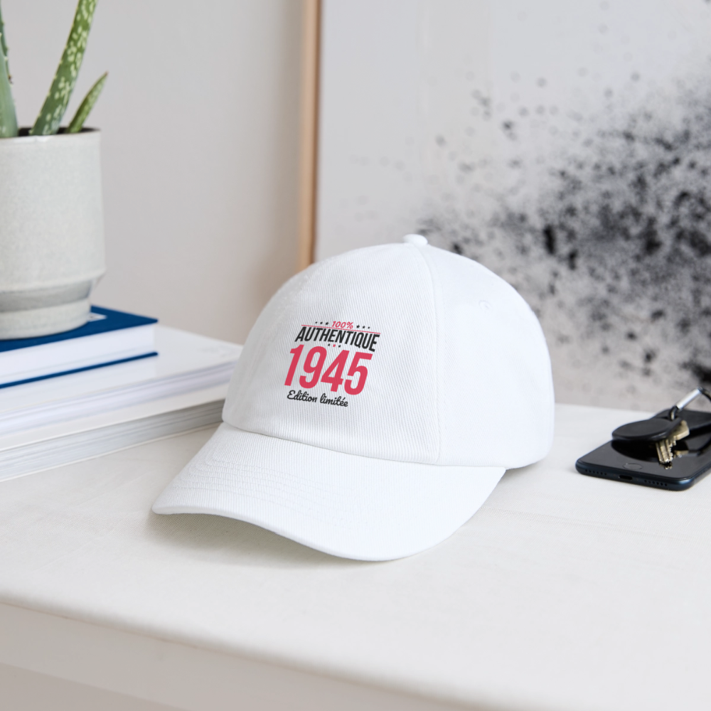 Casquette classique - Anniversaire 81 Ans - 100% Authentique 1945 - blanc/blanc