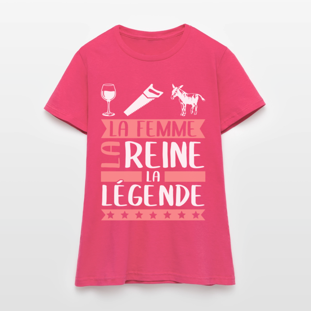 T-shirt femme Vinciane rébus – La femme, la reine, la légende - rose azalée