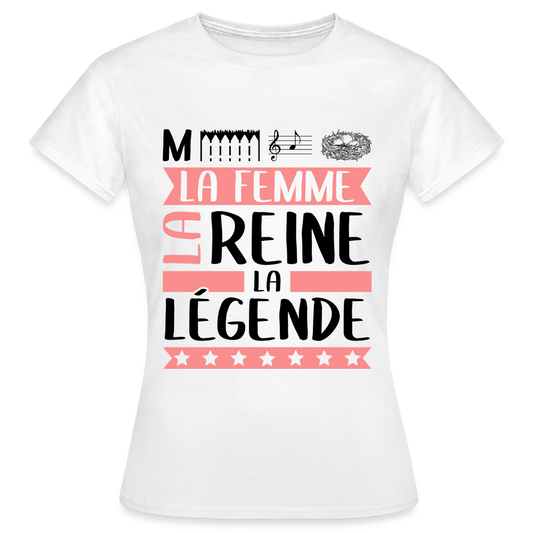 T-shirt femme coloris clair Mélanie rébus – La femme, la reine, la légende - blanc