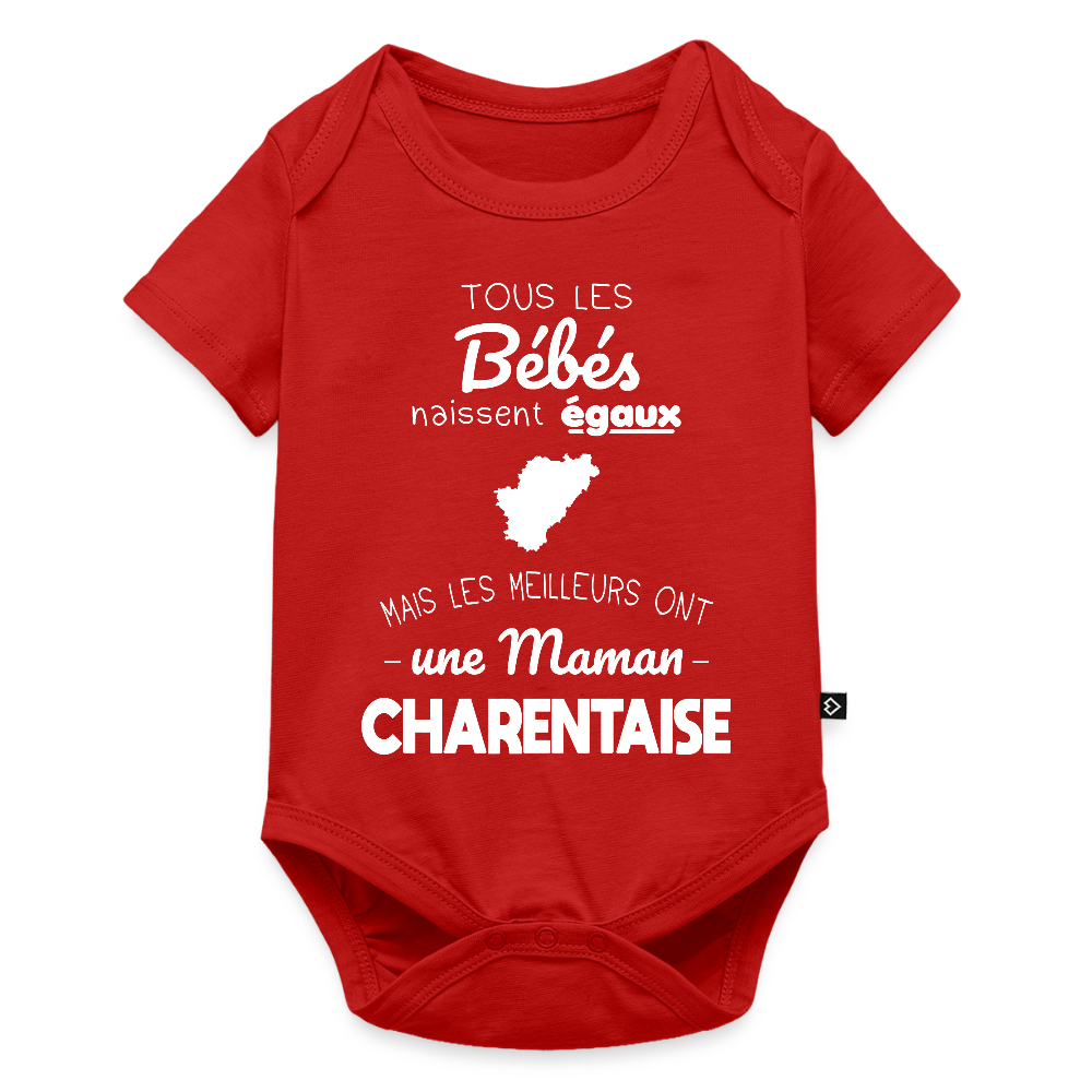 Body Bébé bio manches courtes - Les Meilleurs Ont Une Maman Charentaise - rouge