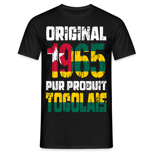 T-shirt Homme - Anniversaire 60 Ans - Original 1965 - Pur produit Togolais - noir