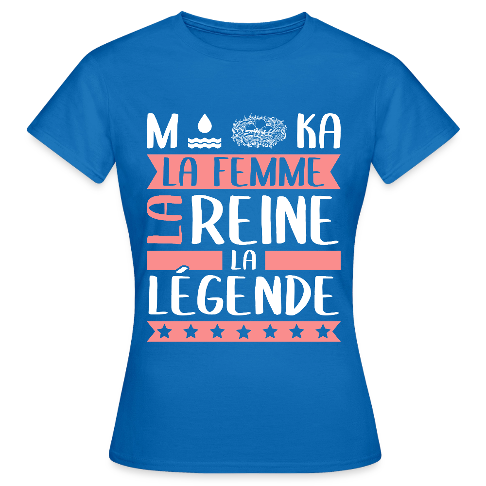 T-shirt femme Monica rébus – La femme, la reine, la légende - bleu royal